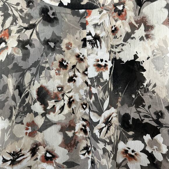 Catherines Blouse Womens 3X Beige Neutral Floral Sheer Boho Cape Sleeve Pullover - Picture 7 of 8